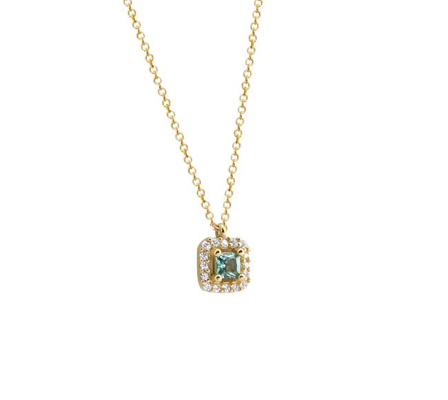 14K Gold Necklace with Green Stone NECKLACE