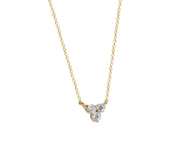 14K Gold Three-Stone Necklace NECKLACE