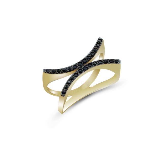 K14 Gold Ring with Black Zircons RING