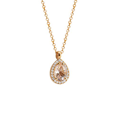 K18 Rose Gold Pendant with Natural Morganite and Natural Diamonds NECKLACE