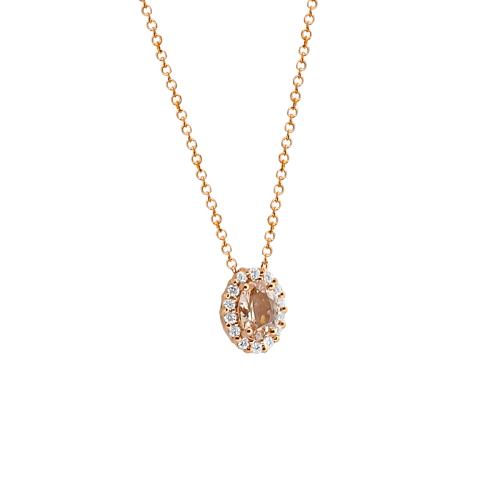 K18 Pendant with Natural Morganite and Natural Diamonds NECKLACE