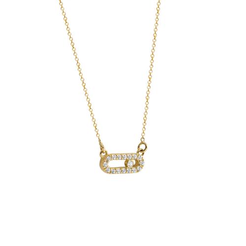 14K Gold Necklace with White Stones NECKLACE