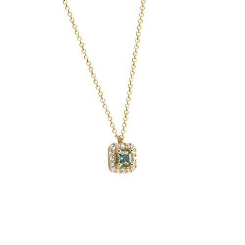 14K Gold Necklace with Green Stone NECKLACE