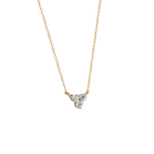 14K Gold Three-Stone Necklace NECKLACE