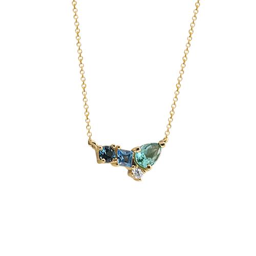 14K Gold Necklace with Gemstones NECKLACE